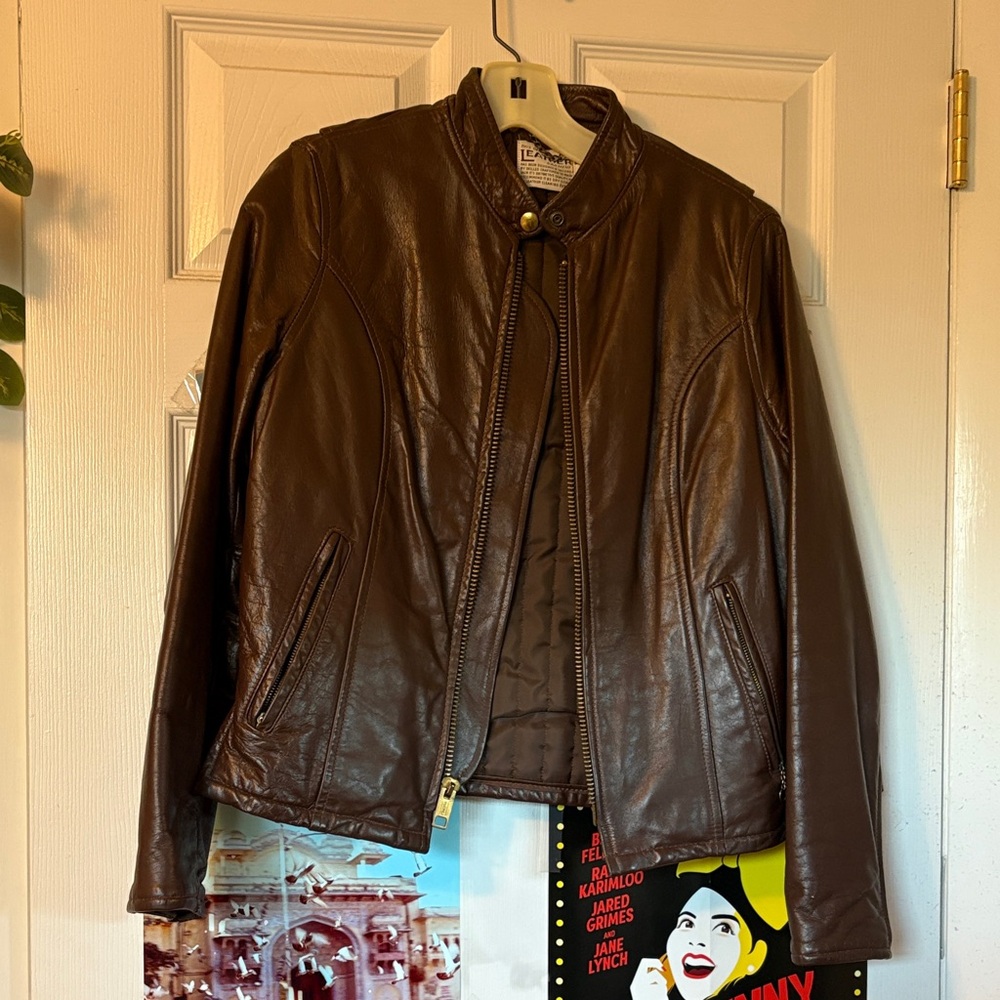 Vintage Brown Fitted Leather Jacket